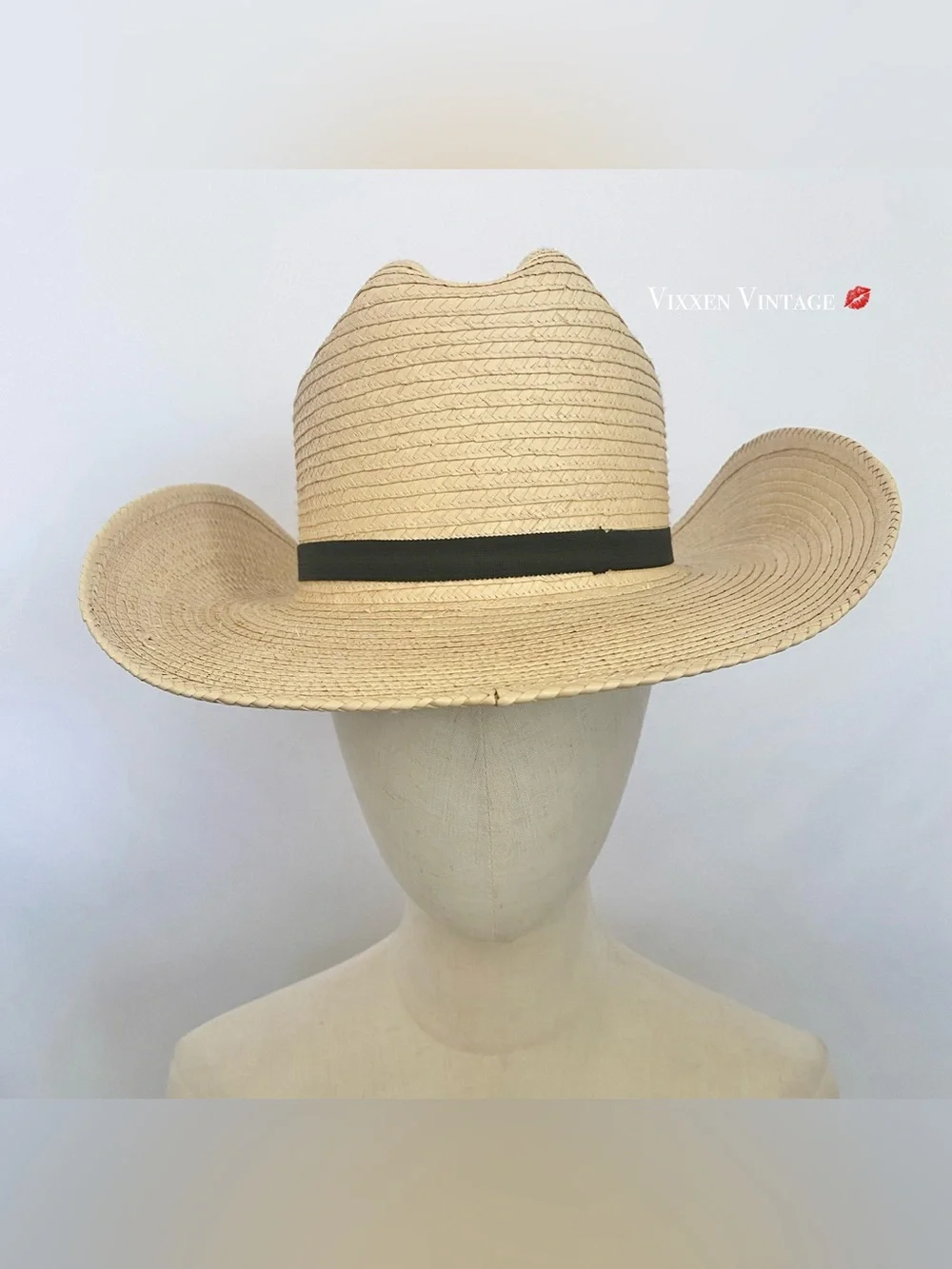 SUNBODY HATS HOUSTON, TEXAS 'KID'S CATTLEMAN PALM LEAF STRAW HAT' IN NATURAL